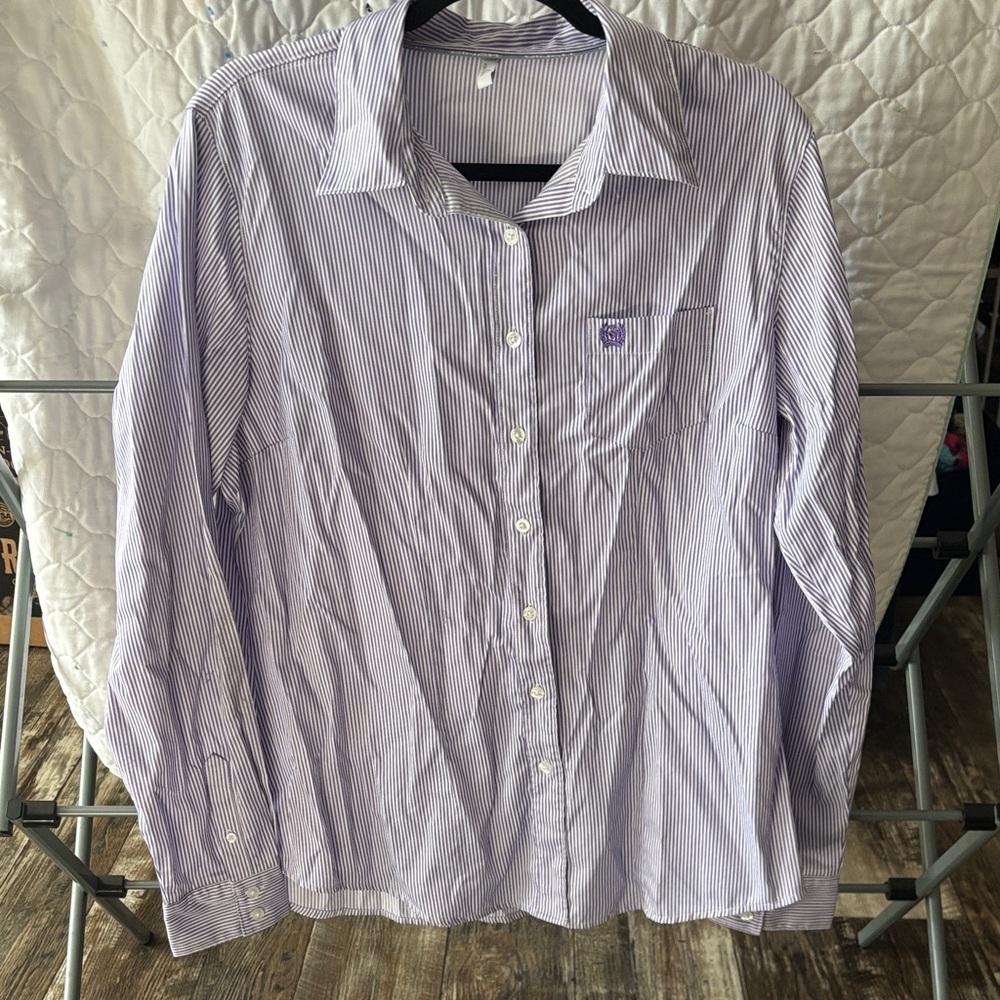 Cinch Women's Lavender Striped Button Down Shirt
